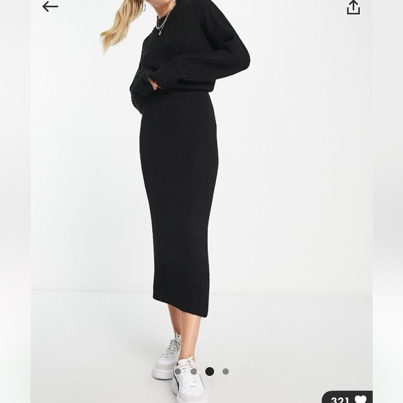 knit sweater midi skirt set in black - Picture 4 of 4